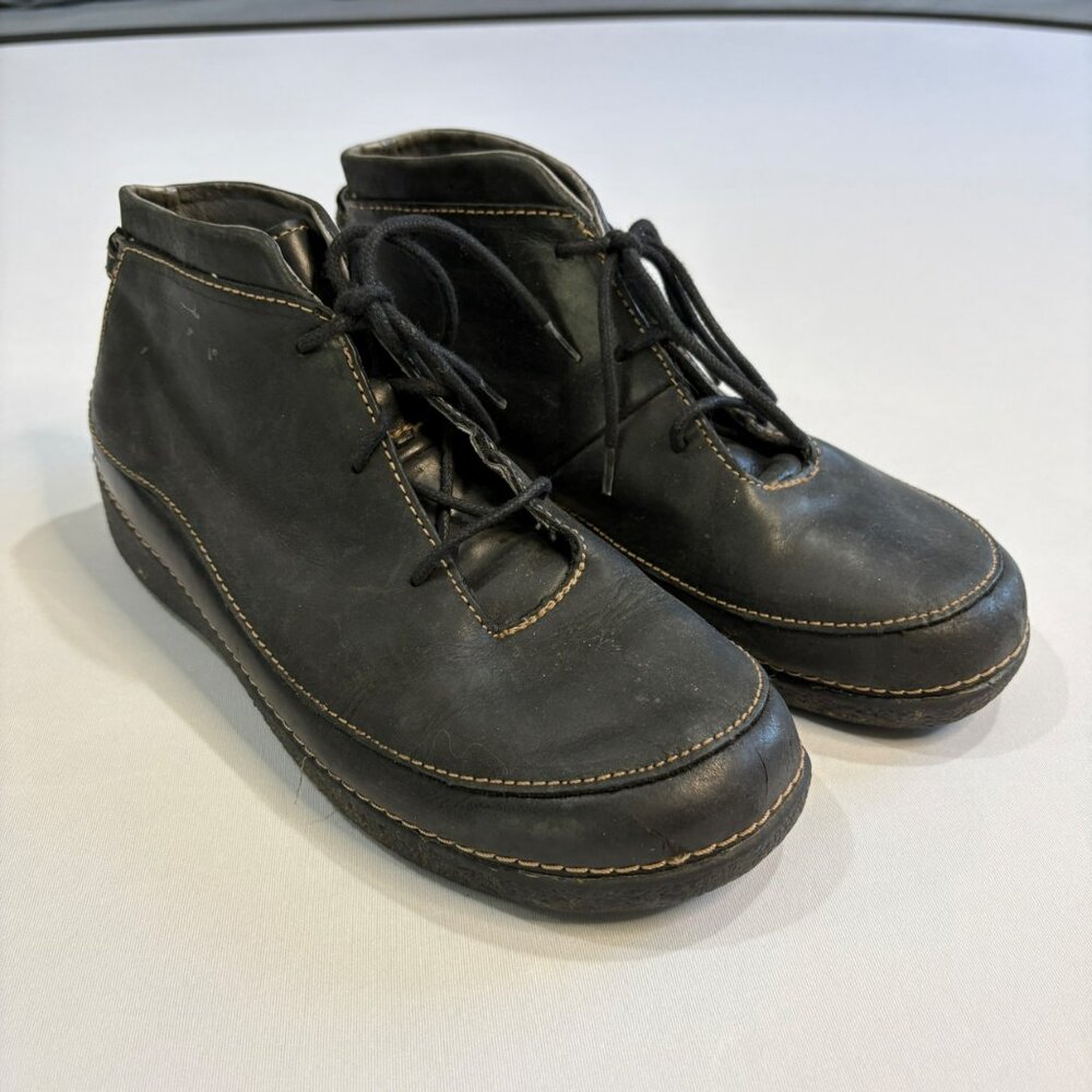 Duluth Trading Womens Black Leather Lace-Up Ankle Boots Size 10 Medium